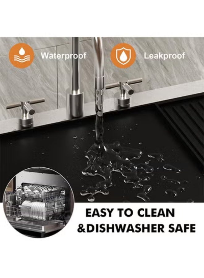 fantasize 1 pcs Silicone Coffee Mat with a removable tamper mat, 40*60cm Coffee Bar Mat for Countertops, Coffee Bar Accessories Fit Under Coffee Maker Coffee Pot Espresso Machine, Black - Image 4